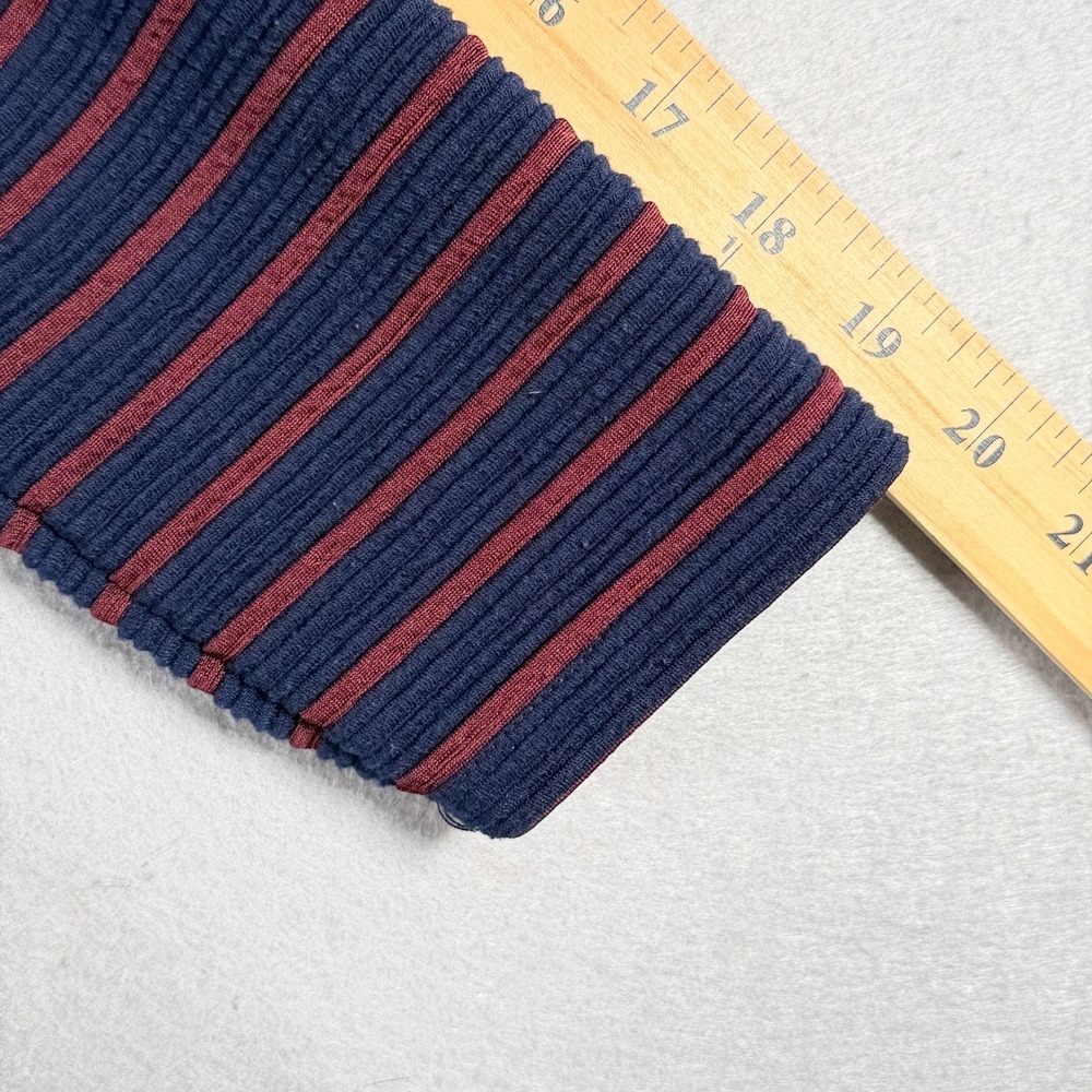 Maeve Anthropologie Navy Burgundy Striped Fit Flare Dress Pockets 3/4 Sleeve 4 - Picture 8 of 13